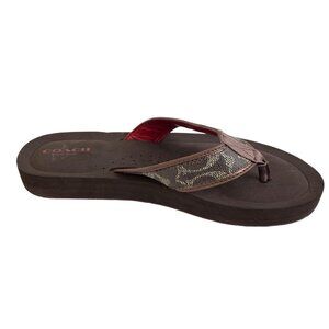 Coach Judy Womens Signature Brown Logo Flip Flops Sandals Size 8B US Comfort